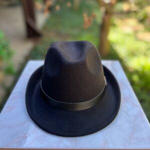 Classic Black Fedora Hat with Satin Band
